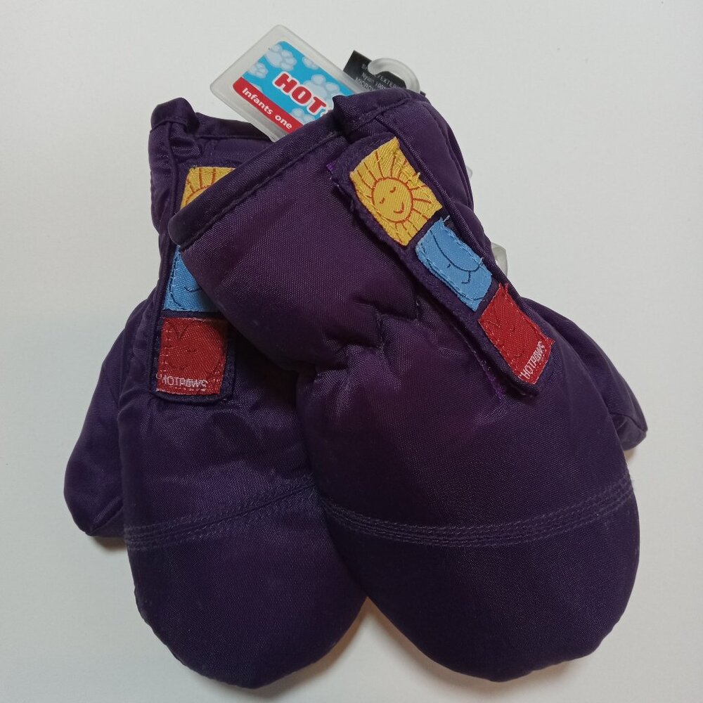 Hot Paws Purple Mittens Infants Baby One Size Gloves Nylon Winter Snow New Tags